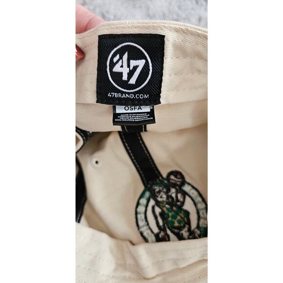 47 Brand NBA Boston Celtics Hat Clean Up Relaxed Cotton Twill Cream One Size Cap - Picture 5 of 6